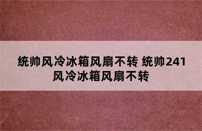 统帅风冷冰箱风扇不转 统帅241风冷冰箱风扇不转